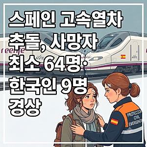 스페인 고속열차 추돌, 사망자 최소 64명·한국인 9명 경상