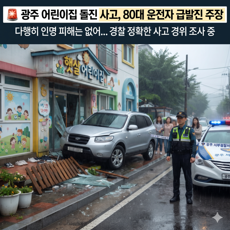 광주 평화로운 아침, 80대 남성이 몰던 <b>SUV 어린이집 돌진</b>