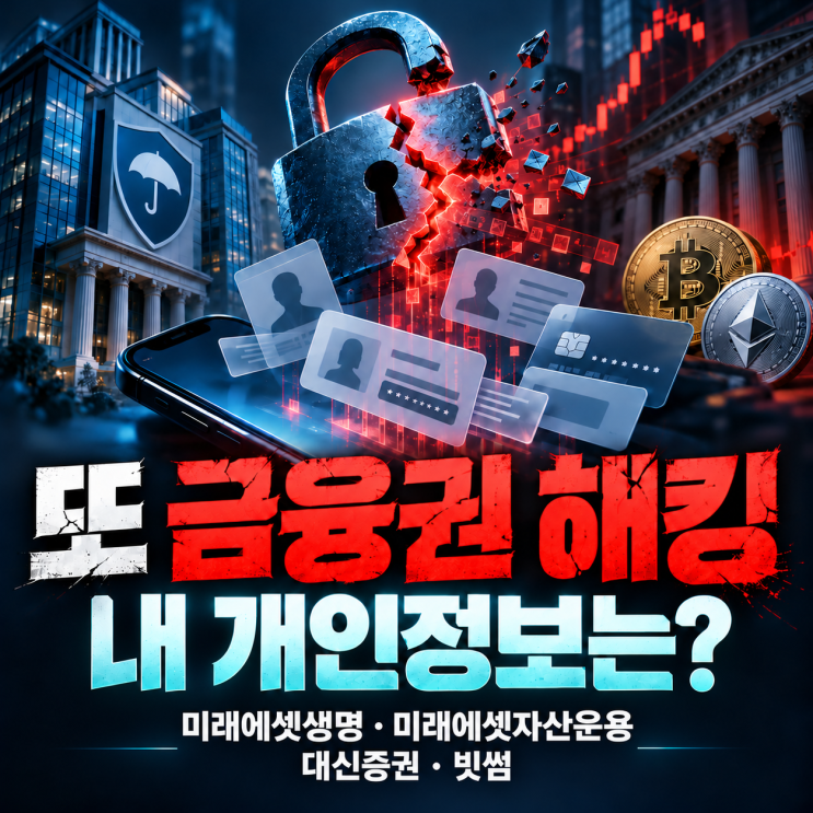 이번엔 보험사에 이어 또 금융권(대신증권, <b>빗썸</b>) <b>해킹</b>... 내 개인정....