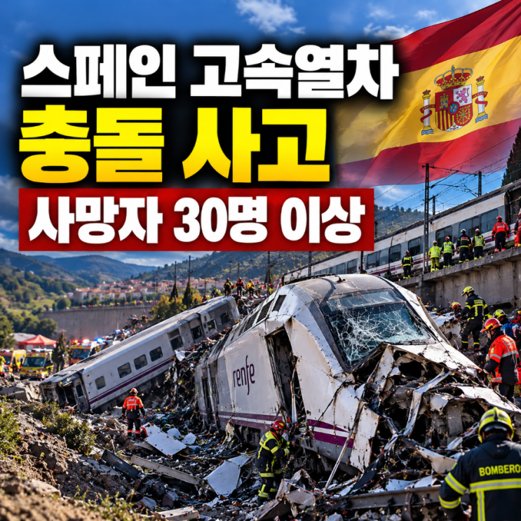 <b>스페인</b> 고속<b>열차 충돌</b> 사고, 사망자 30명 이상 발생