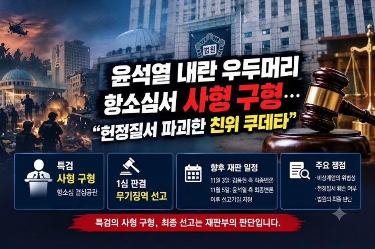 <b>윤석열</b> 내란 우두머리 항소심서 <b>사형 구형</b>…특검이 밝힌 이유와 향....
