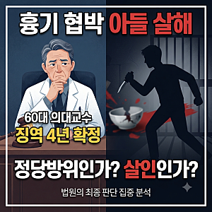 "내가 안 죽으면 죽는다" 흉기 위협 아들 살해한 의대 교수, 징역 4년 확정… 법의 판단은 적....
