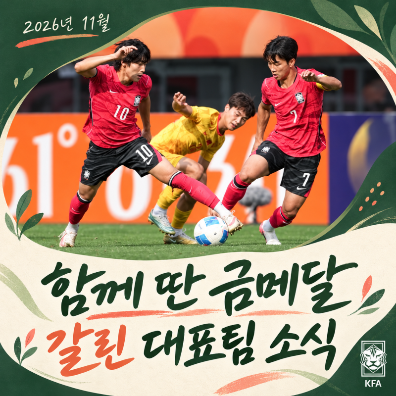 2026년 11월 축구대표팀, 금메달 동료들의 다른 소식…엄지성은 합류, 배준호는 빠졌다