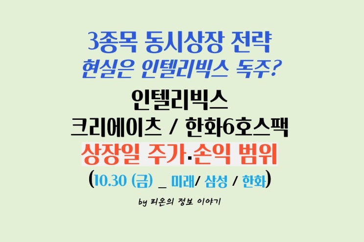 <b>인텔리빅스</b> 121억 초소형, 상장일 매도 전략은?｜크리에이츠·한화6....