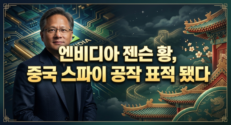 "엔비디아 <b>젠슨 황</b>, <b>중국 스파이</b> 공작 표적" 됐다... 미·중 기술 전쟁....