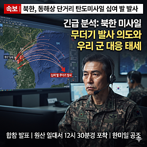 "동해상으로 단거리 탄도미사일 십여 발 발사" 북한 도발 재개, 합동참모본부 발표와 한미일 ....
