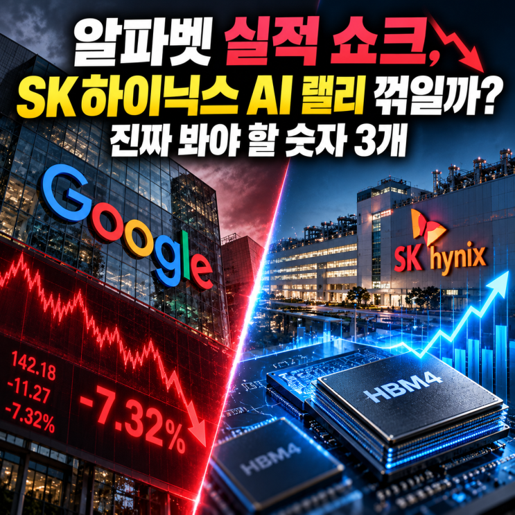 <b>알파벳 실적 쇼크</b> SK하이닉스 AI 랠리 꺾일까? 진짜 봐야 할 숫자 3개