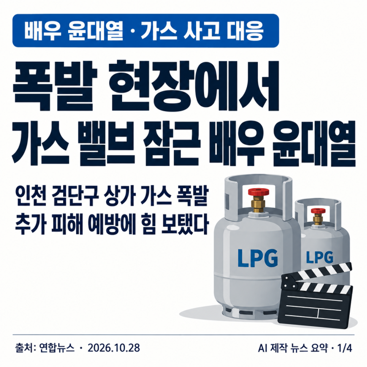 배우 <b>윤대열</b>, 인천 <b>가스 폭발</b> 현장에서 LPG <b>밸브</b> 잠근 사연