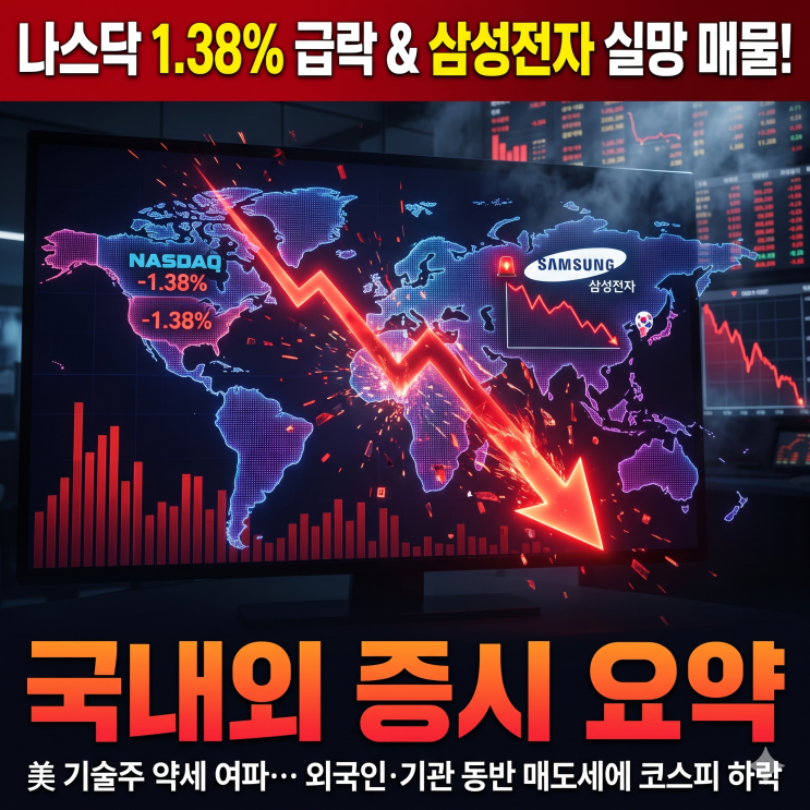미국 증시 <b>급락</b> <b>나스닥</b> 쇼크! 알파벳 실적 발표와 삼성전자·SK하이....
