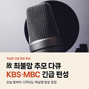 최불암 추모 다큐 긴급 편성, 오늘 밤 KBS·MBC 방송 시간과 최수종 내레이션
