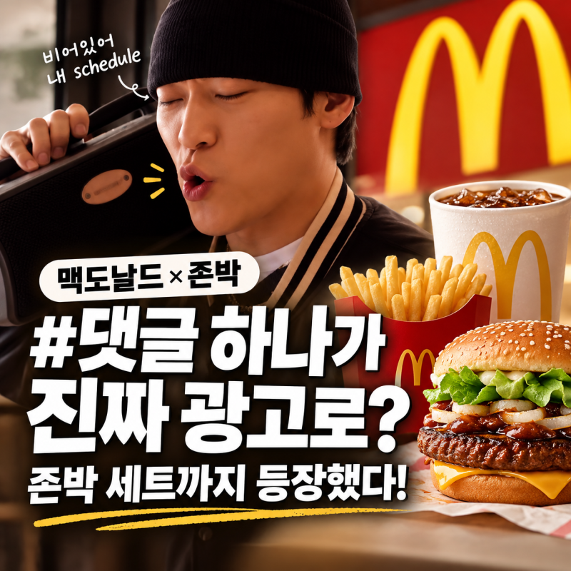 맥도날드 존박 세트 진짜 나왔다? 400만뷰 랩 주문이 광고가 된 이유