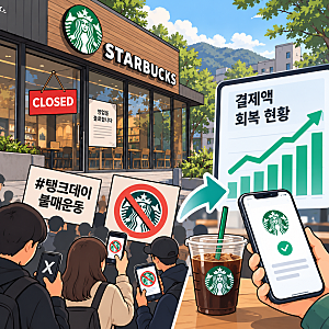 ☕ 스타벅스 광주매장 폐점 - 탱크데이 불매운동 이후 결제액 회복 현황