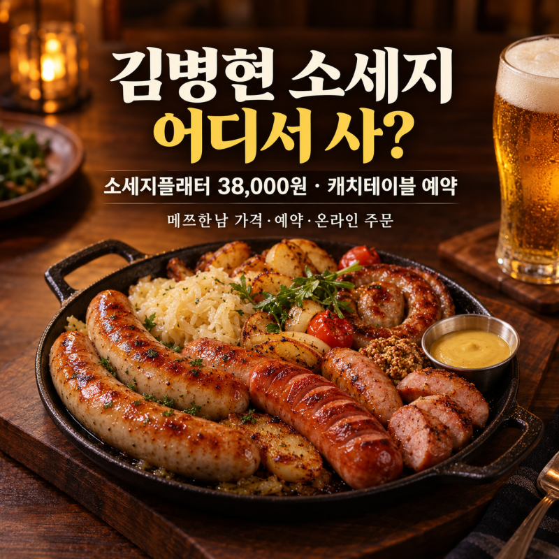 김병현 소세지 메쯔한남 가격·예약·온라인 주문 총정리, 소세지플래터 38,000원