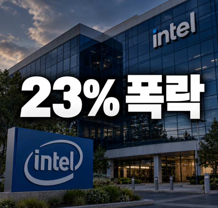 "<b>인텔 주가</b> 시간외 23% <b>폭락</b>..." 시장이 충격받은 진짜 이유와 한국 증....